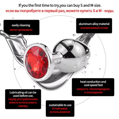 Bundle S M L sizes Heart-shaped stainless steel anal butt plug Masturbation Adult sex Toys prostate massage dildo for couple