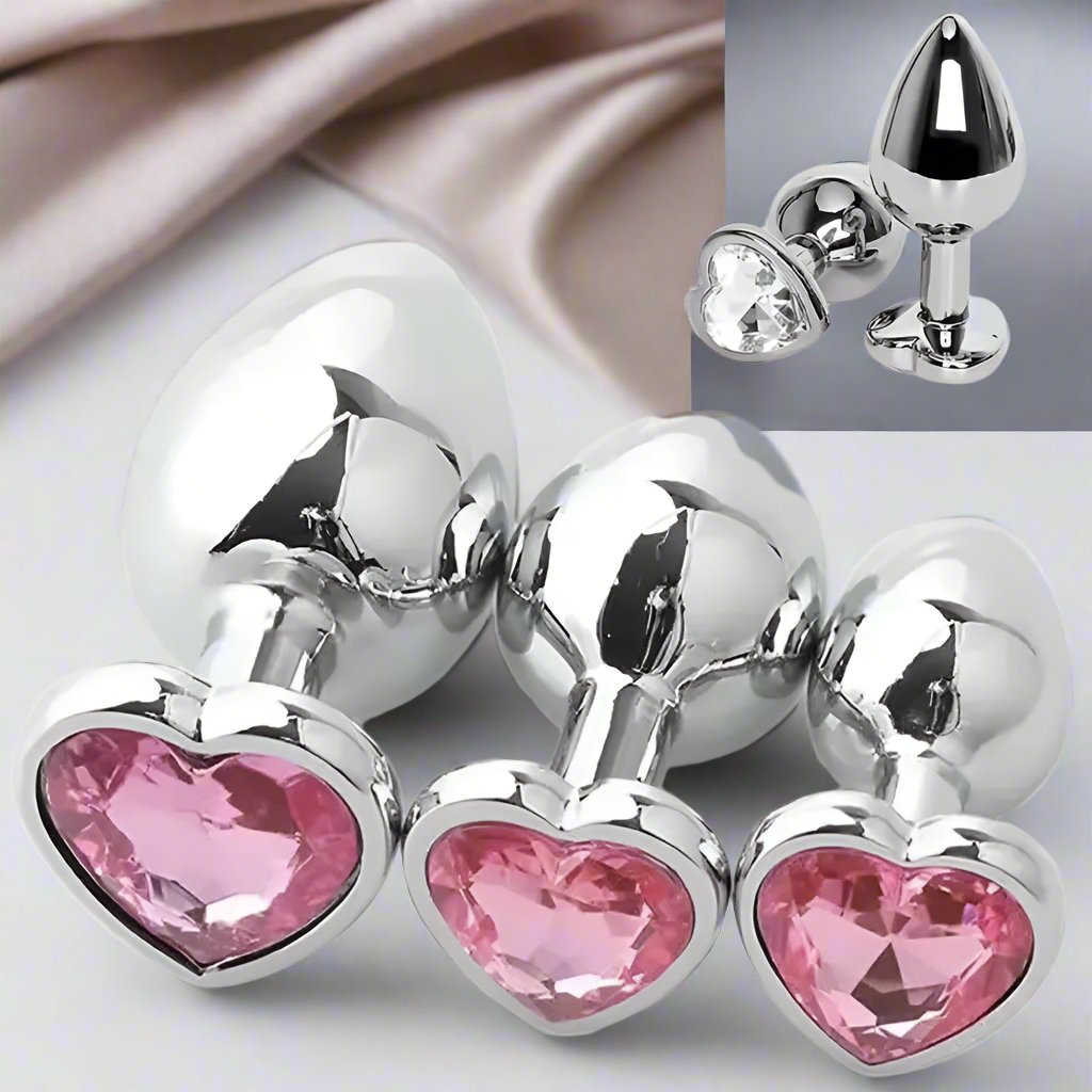 Bundle S M L sizes Heart-shaped stainless steel anal butt plug Masturbation Adult sex Toys prostate massage dildo for couple