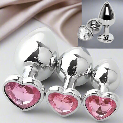 Bundle S M L sizes Heart-shaped stainless steel anal butt plug Masturbation Adult sex Toys prostate massage dildo for couple