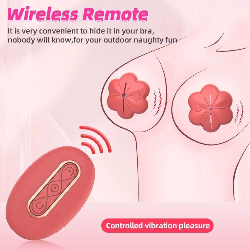 Compact Flower Nipple Clamp Vibrator – 10 Vibration Settings, Wireless Control, Adjustable Clamping for Pleasure