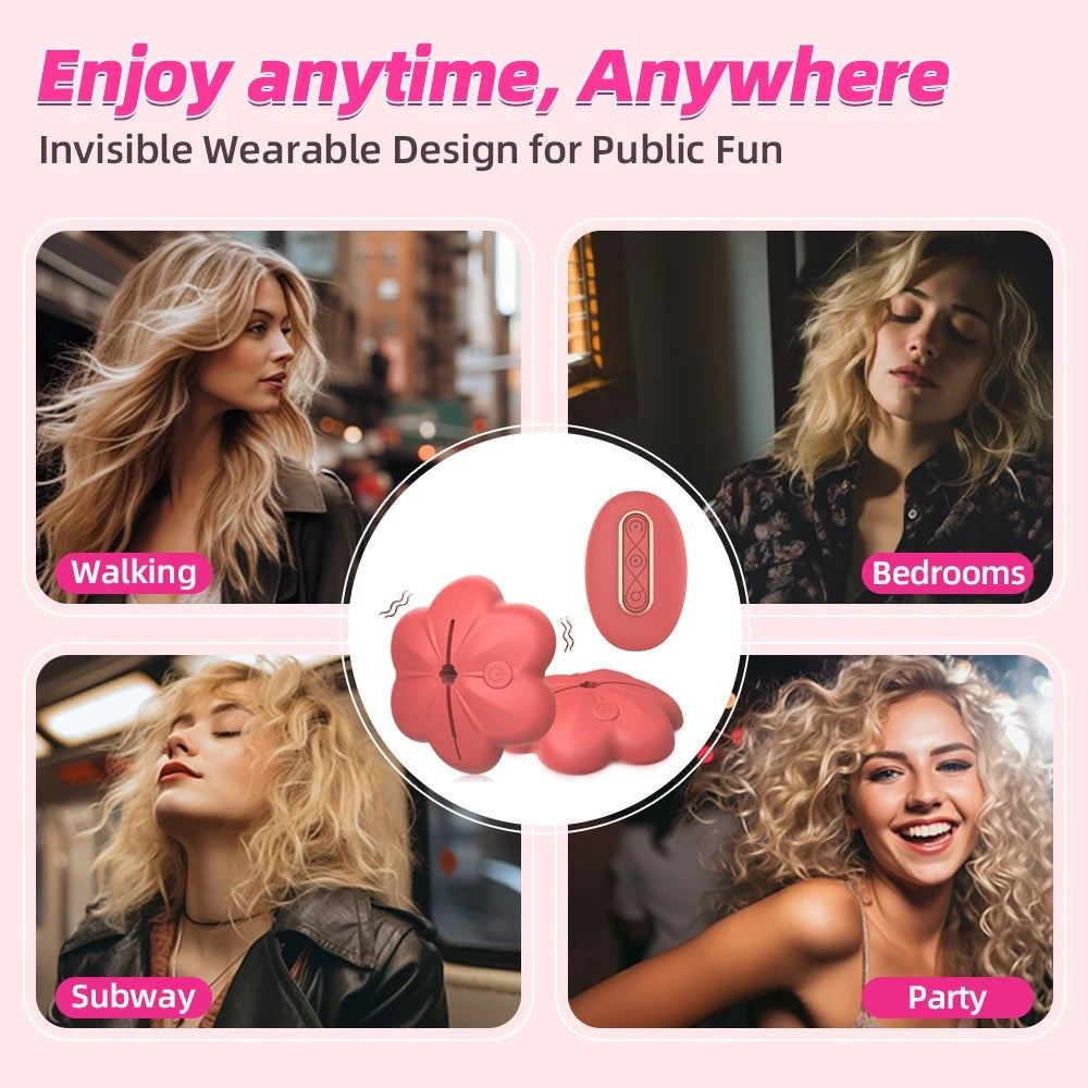 Flower Design Nipple Clamp Vibrator – 10 Modes, Wireless Control, Secure Fit for Stimulating Breast Play