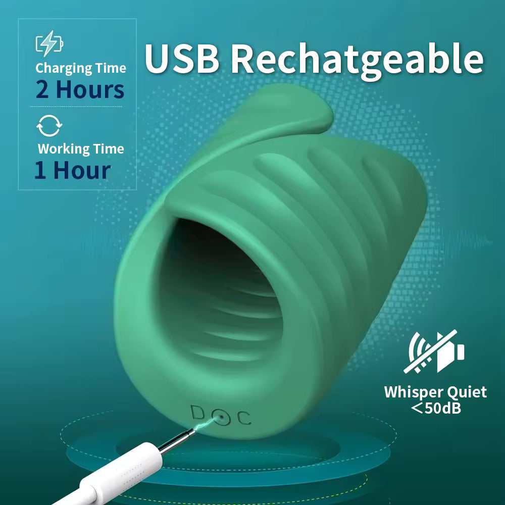 Glans trainer masturbator with 9 vibration modes, ergonomic shape, and USB charging for improved sexual performance