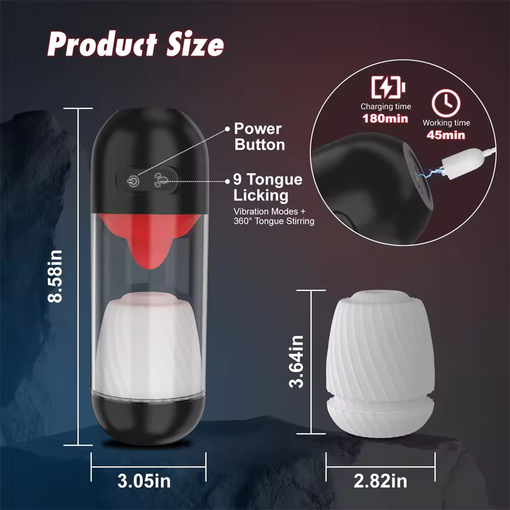 High-performance male masturbator with remote APP control, 9 vibration modes, and a tongue licking feature for enhanced stimulation and training