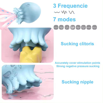 Intense Pleasure with Jellyfish Vibrator and Nipple Sucker – G-Spot and Clit Stimulation for Women