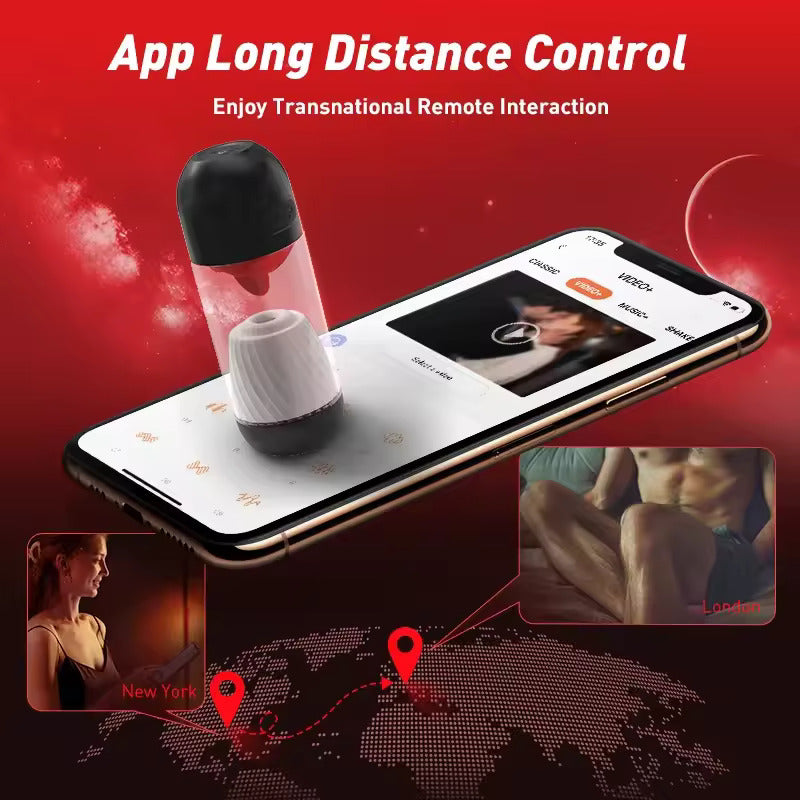 Remote-controlled male masturbator with 9 vibration settings, tongue licking feature, and USB rechargeable battery for convenience and powerful sensations