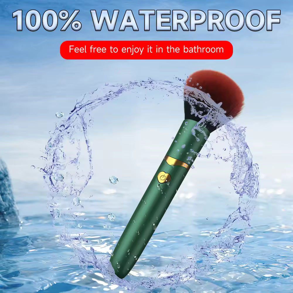 Silicone makeup brush vibrator, 10-speed with detachable head, USB rechargeable and waterproof