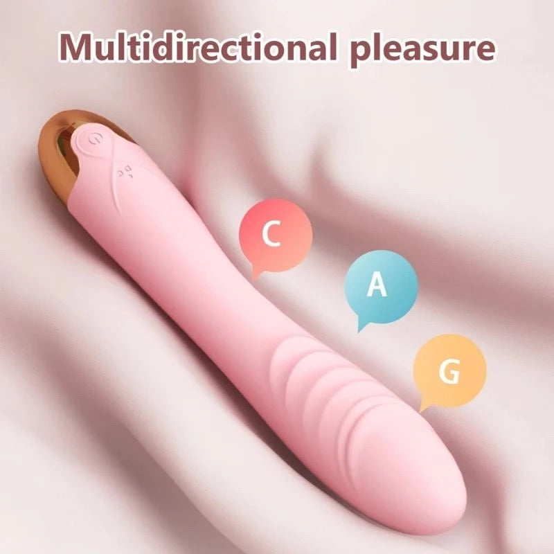 Rechargeable vibrator with skin-like feel and rotation
