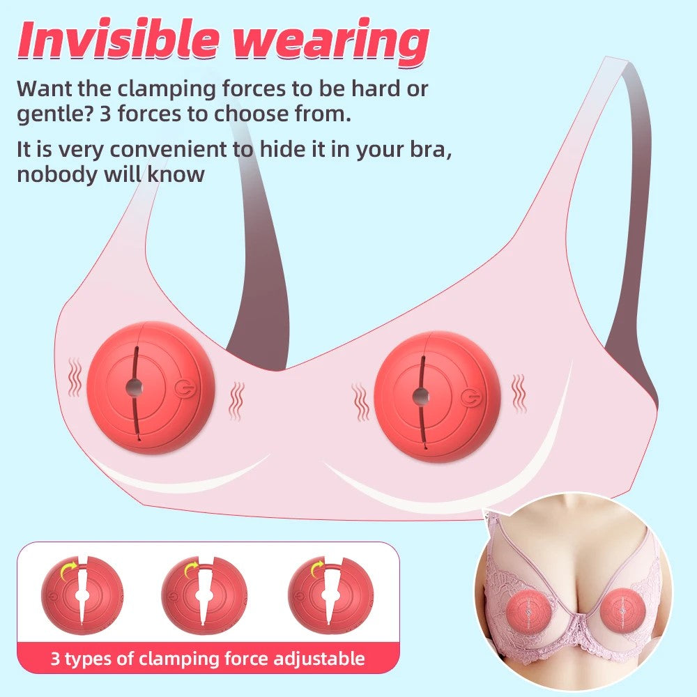 Flower Design Nipple Clamp Vibrator – 10 Modes, Wireless Control, Secure Fit for Stimulating Breast Play